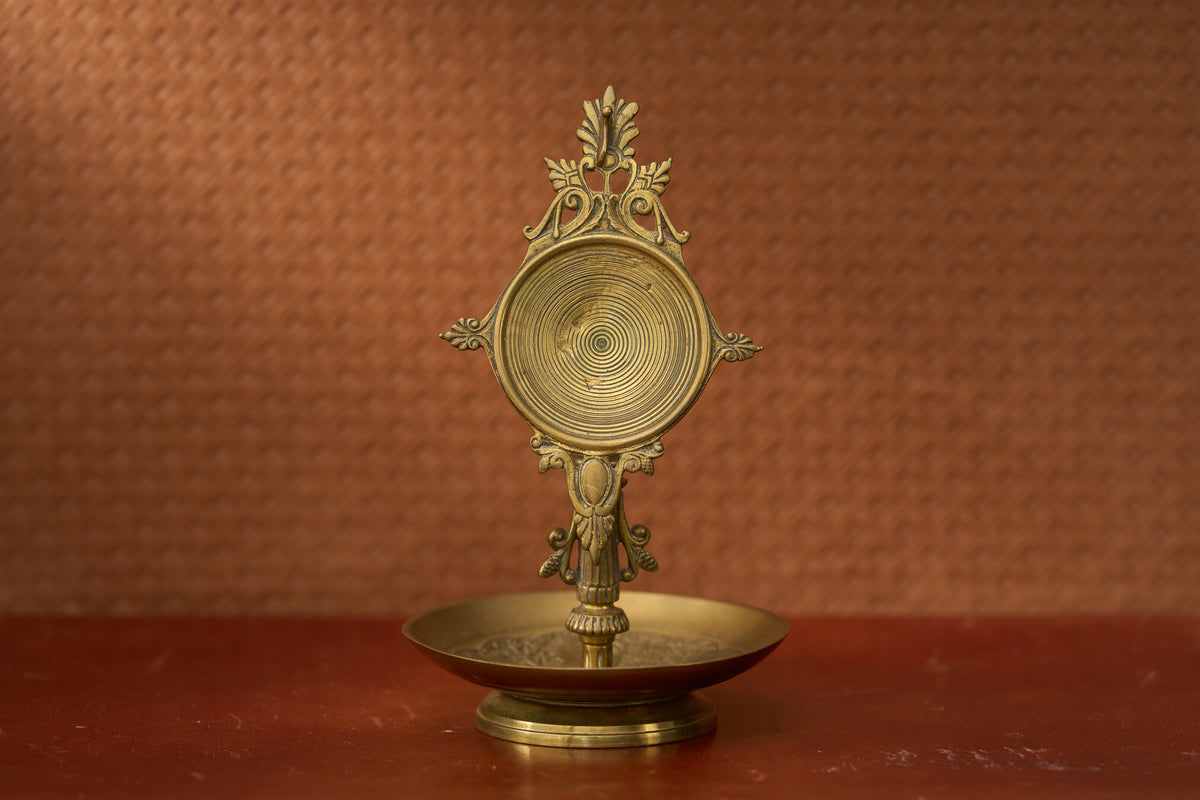 Art Nouveau Bronze Watch Stand, Petal-Form Plate, c.1900