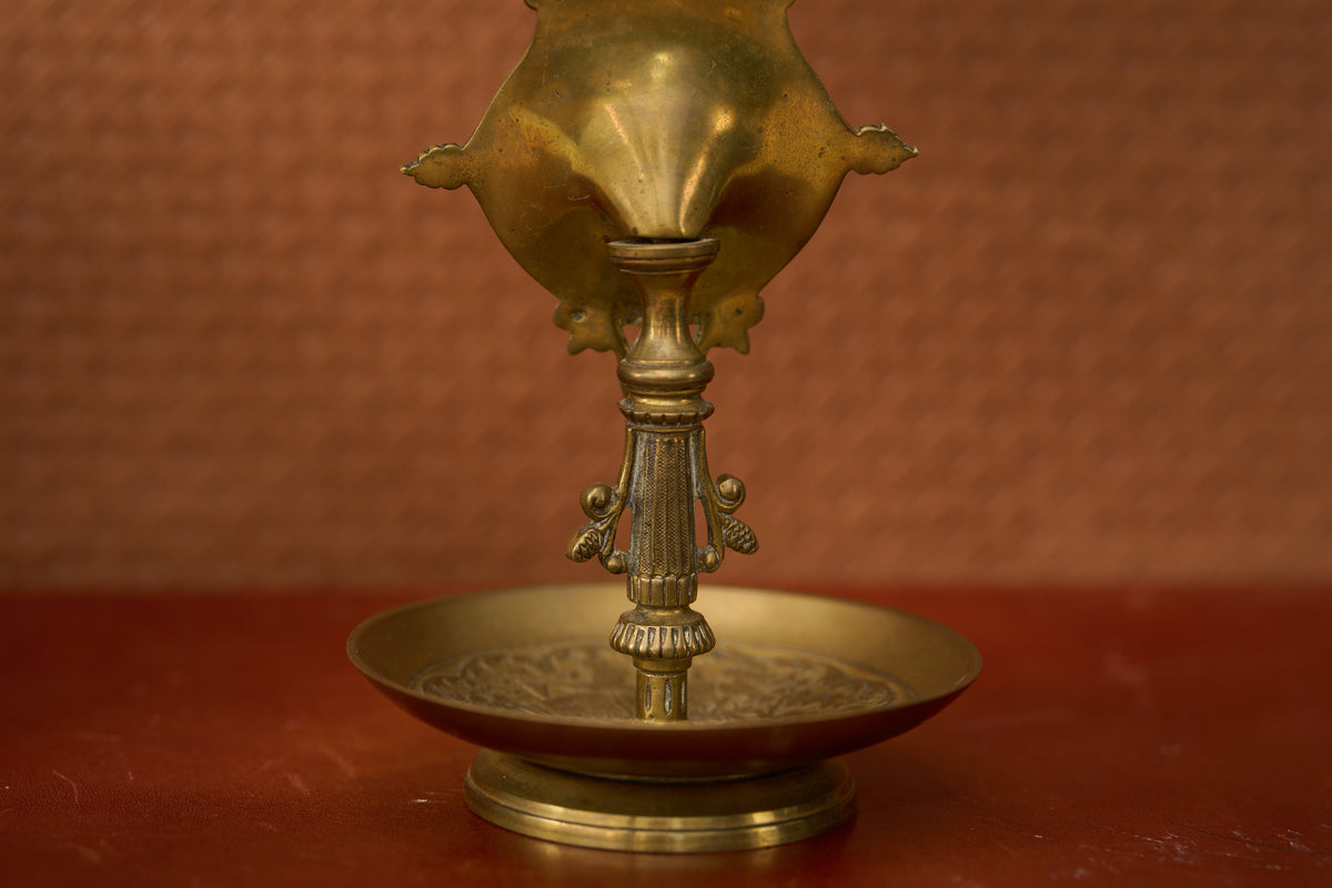 Art Nouveau Bronze Watch Stand, Petal-Form Plate, c.1900