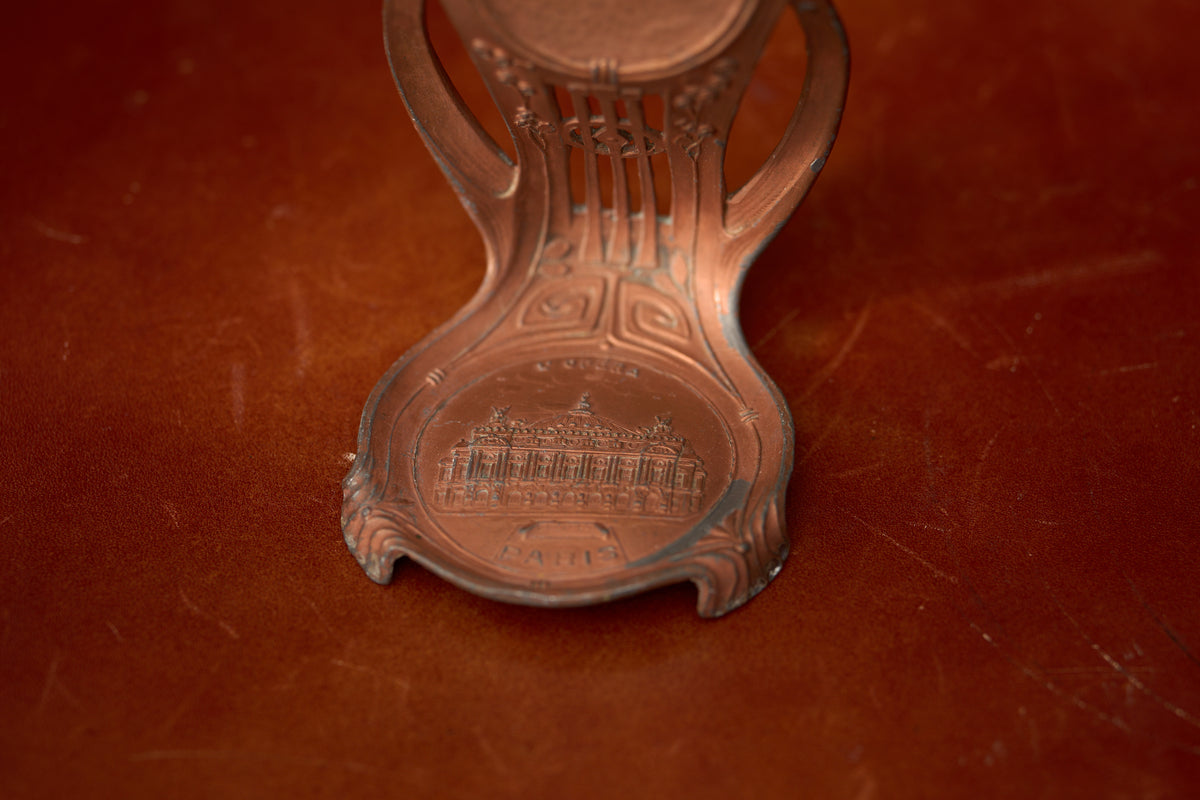 Art Nouveau Pierced Copper Holder, Wave and Wing, c.1900