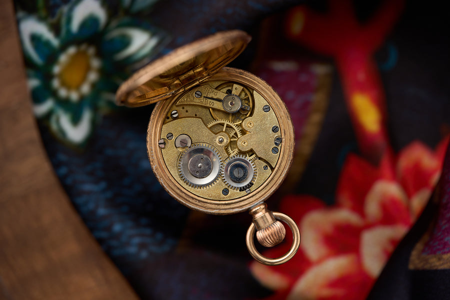 Ladies' Pendant Watch, Rose Gold Star Case, Acanthus, c.1905