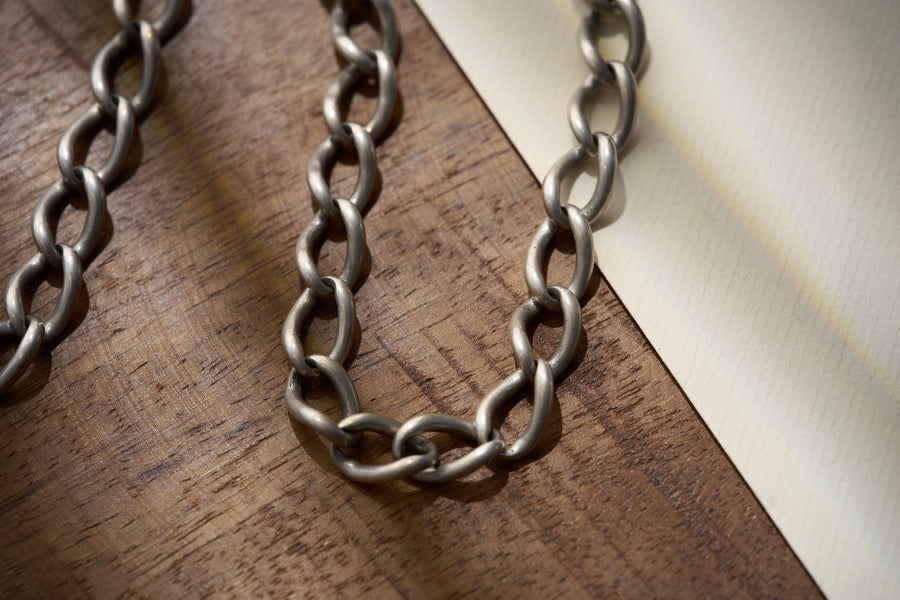 Graduated Curb Single Albert in Sterling Silver, 40cm, c.1900
