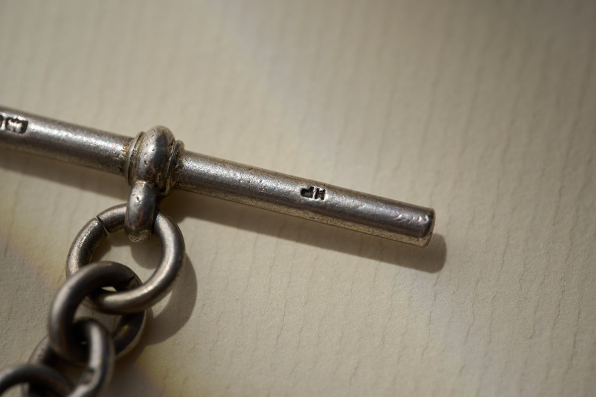 Open Curb Single Albert with Colliery Cricket Cup Fob, Edwardian