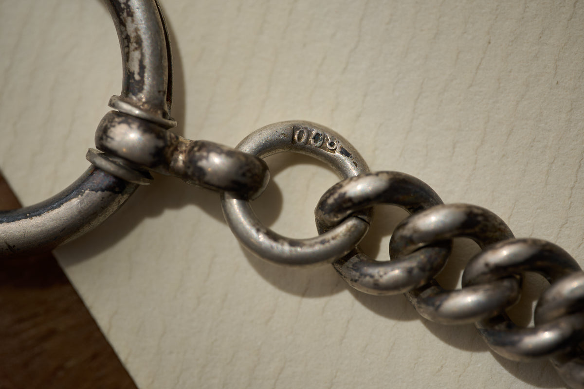 Graduated Curb Single Albert in .800 Silver, Continental, c.1900
