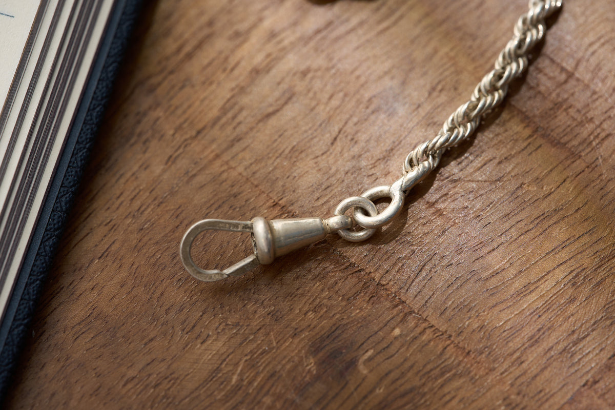 Sterling Silver Rope Twist Single Albert with Acanthus T-Bar