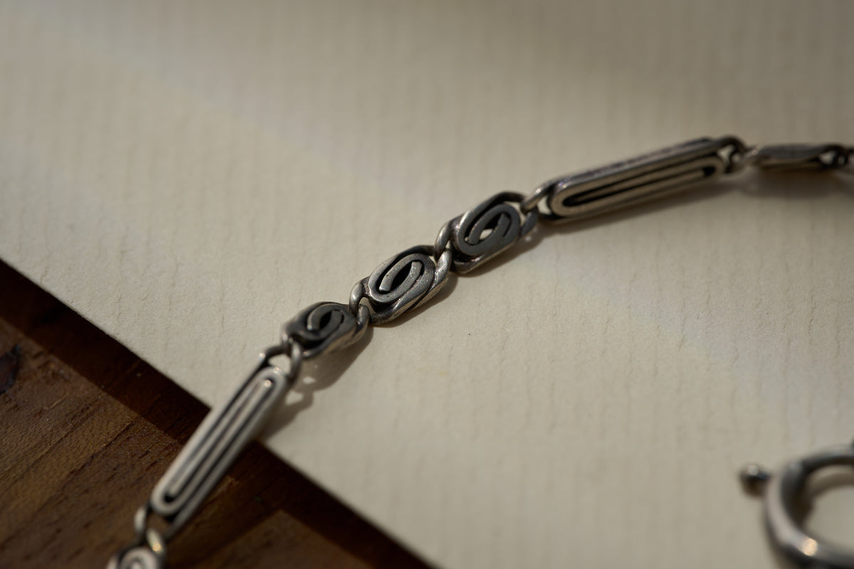 Art Nouveau Scroll Link Single Albert in .800 Silver, Continental, c.1900