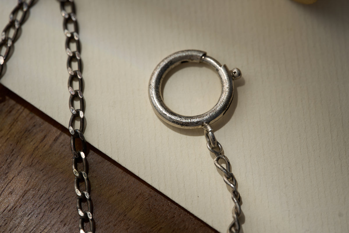 Figaro Curb Link Single Albert, Base Metal, Early 20th Century