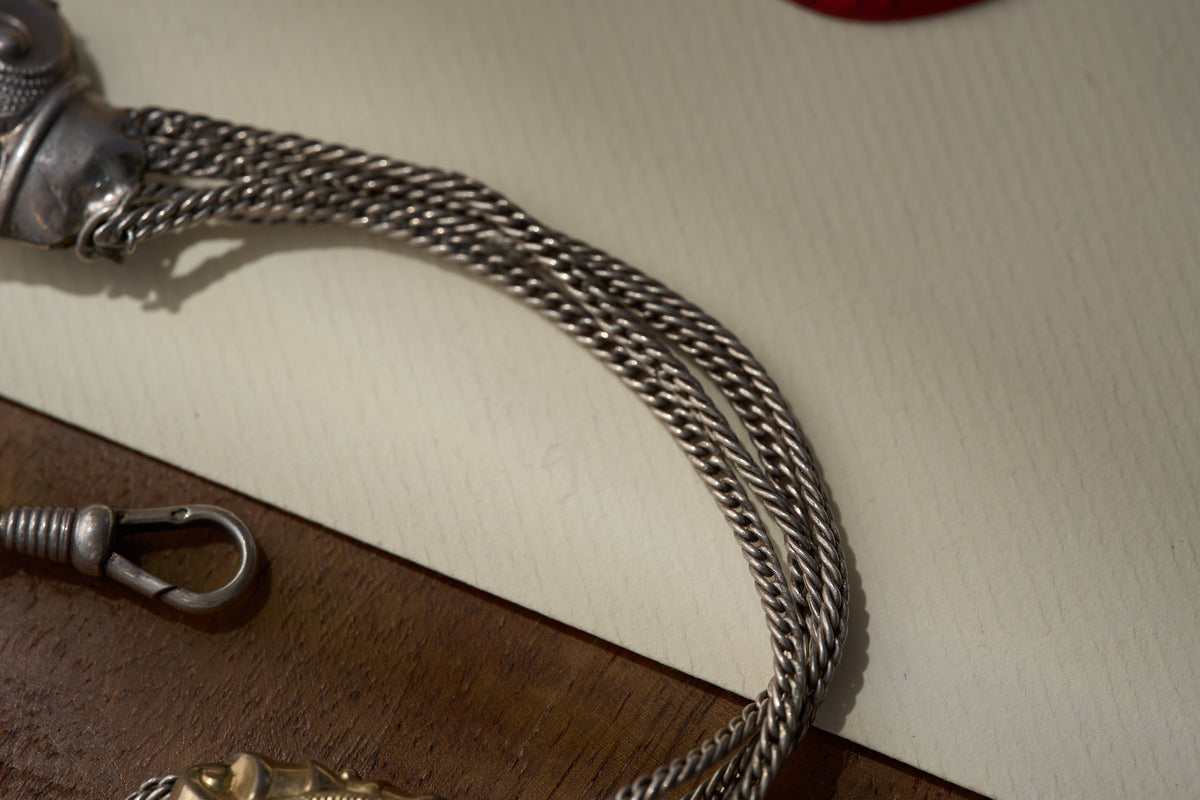 Figural Horse Head Fob Chain with Gilt Heart Slider