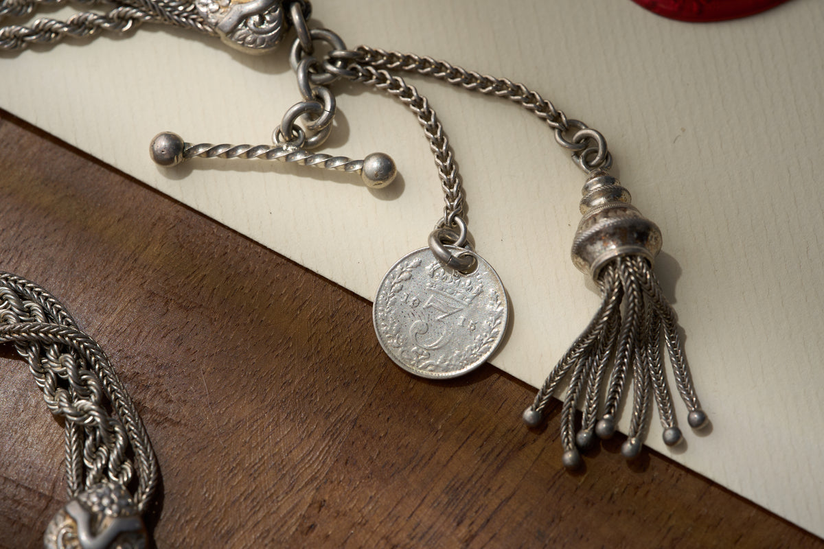 Rope Albertina with Tassel and Coin Fob in Sterling Silver, c.1910