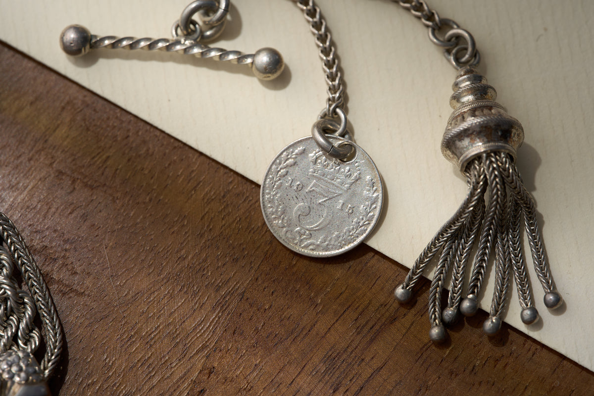 Rope Albertina with Tassel and Coin Fob in Sterling Silver, c.1910