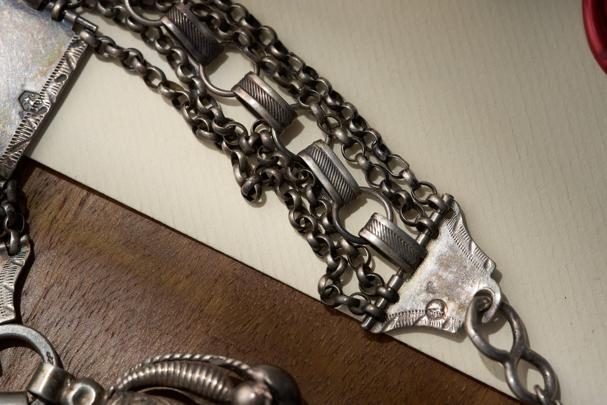 Dutch .833 Silver Maritime Chatelaine, Ship Plaque and Fob Seals