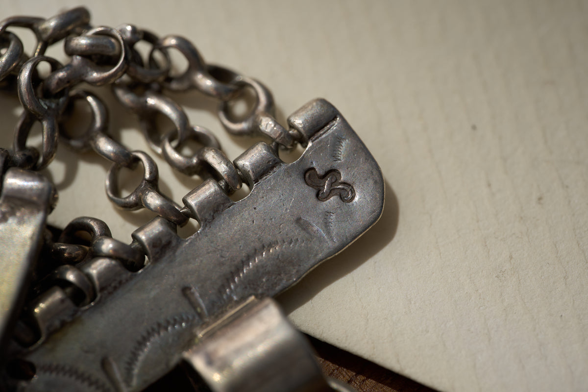Continental Silver Folk Chatelaine with Filigree Fobs, c.1870