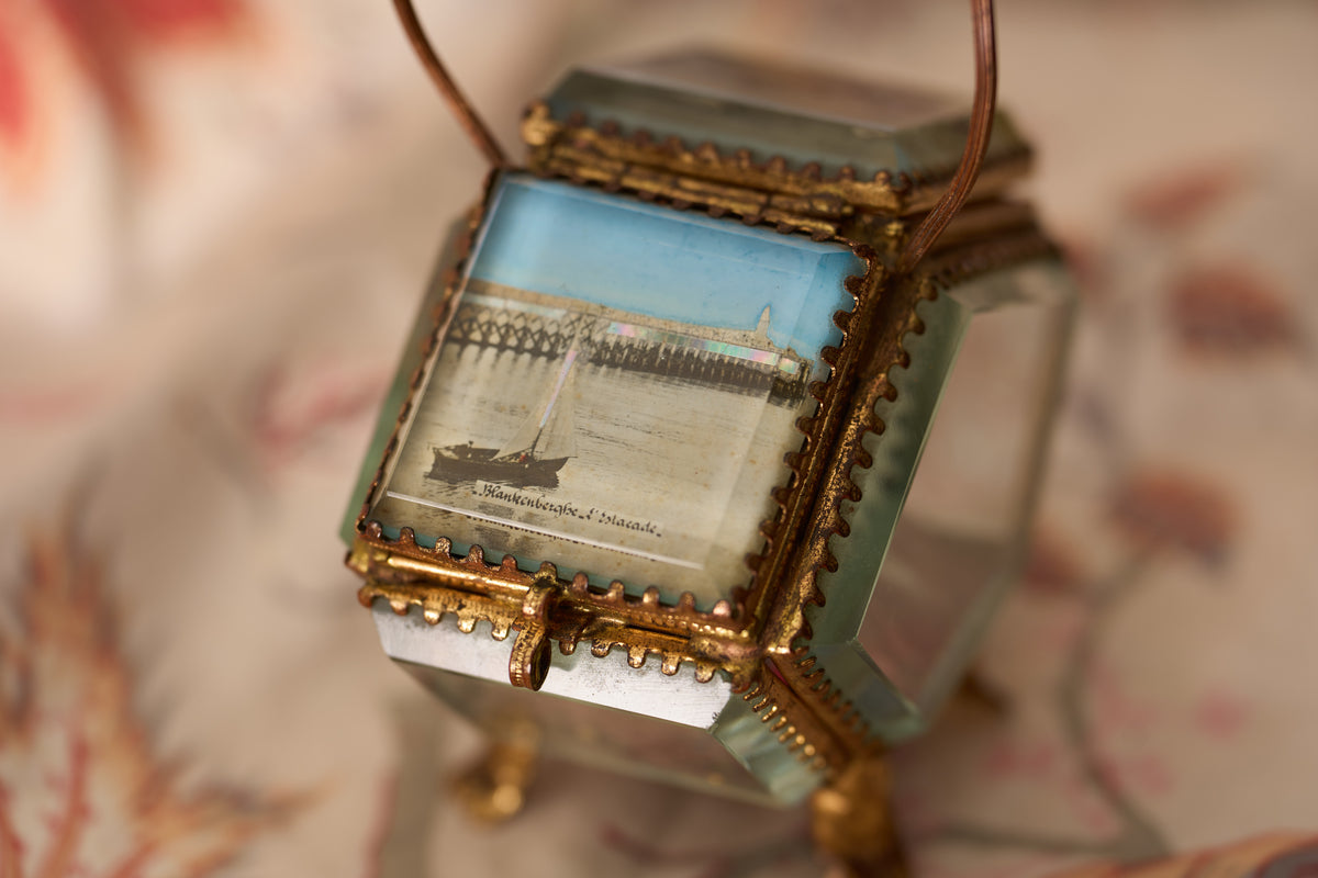 Beveled Glass Souvenir Casket, Two Views of Blankenberghe, c.1905