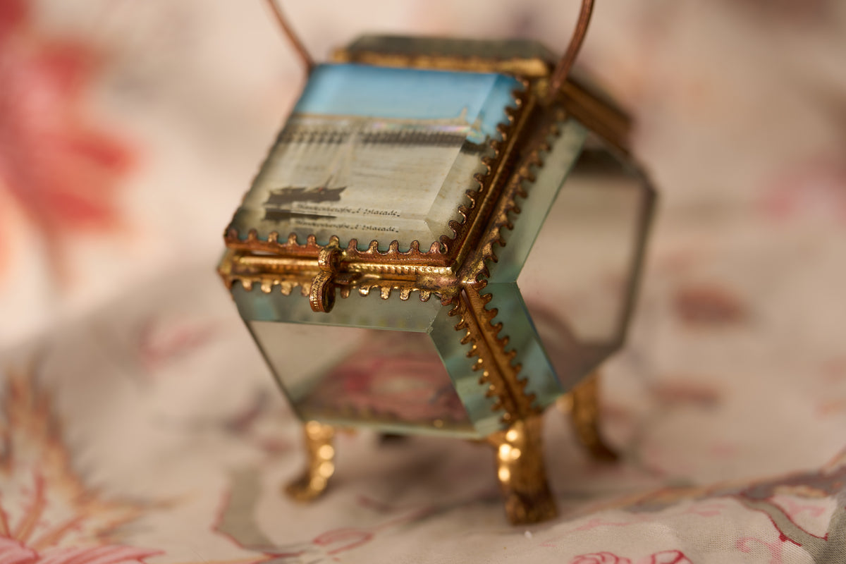 Beveled Glass Souvenir Casket, Two Views of Blankenberghe, c.1905
