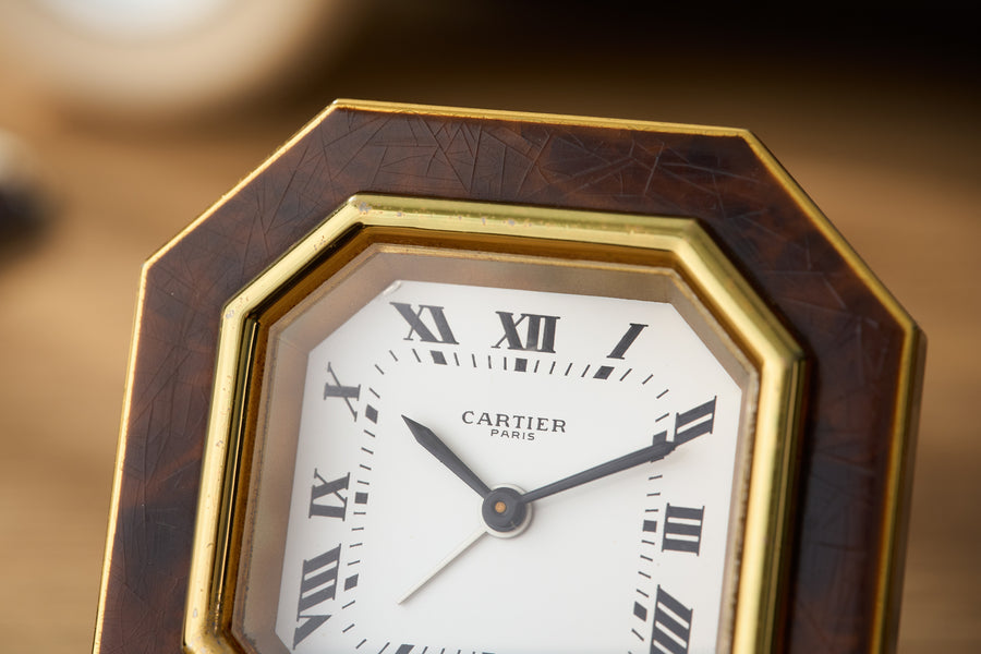 Cartier Octagonal Alarm Clock, Tortoiseshell Lacquer, c.1980