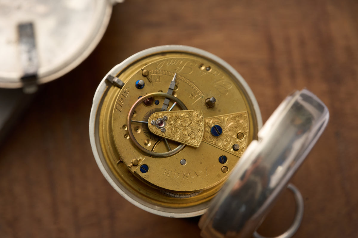 Victorian Birmingham Sterling Silver Fusee Pocket Watch, c.1880s
