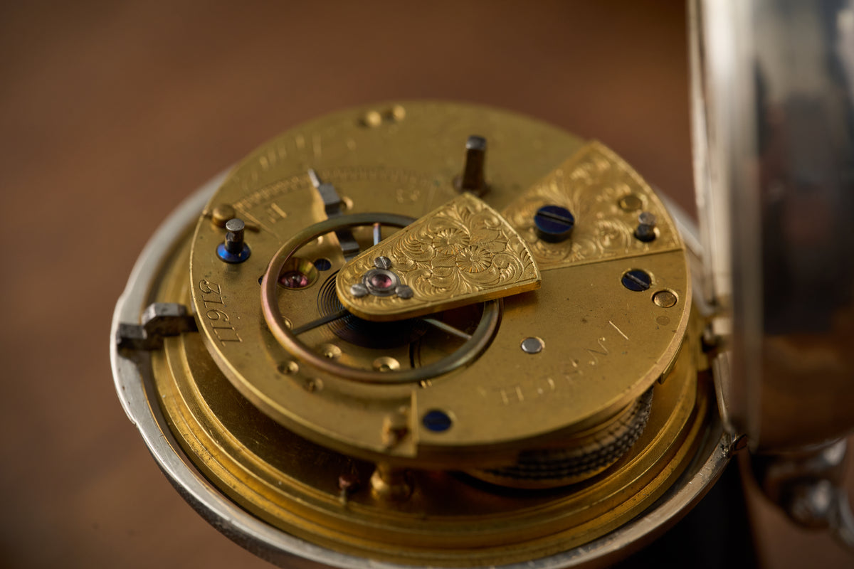 Victorian Birmingham Sterling Silver Fusee Pocket Watch, c.1880s