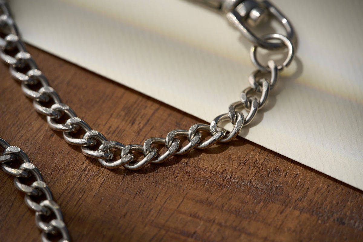 Single Albert Curb Link Chain, Dog Clip and Split Ring, c.1920