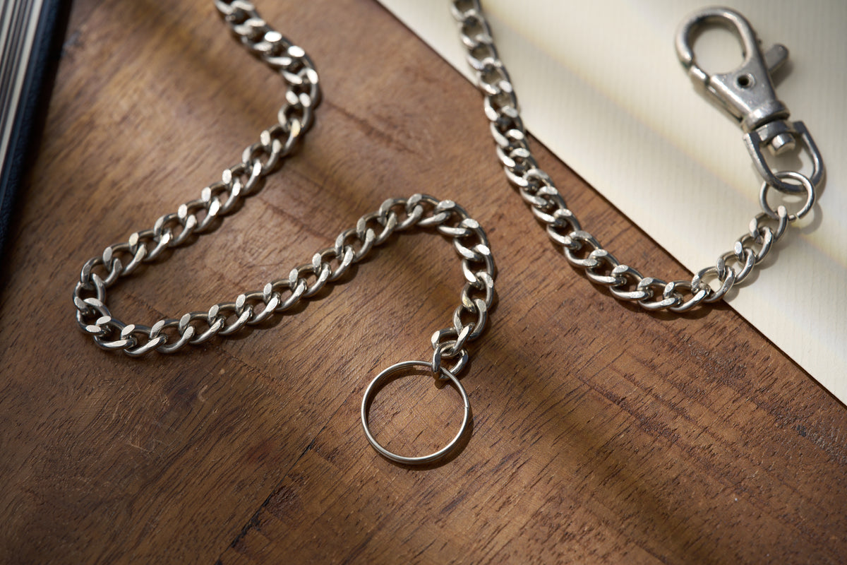 Single Albert Curb Link Chain, Dog Clip and Split Ring, c.1920