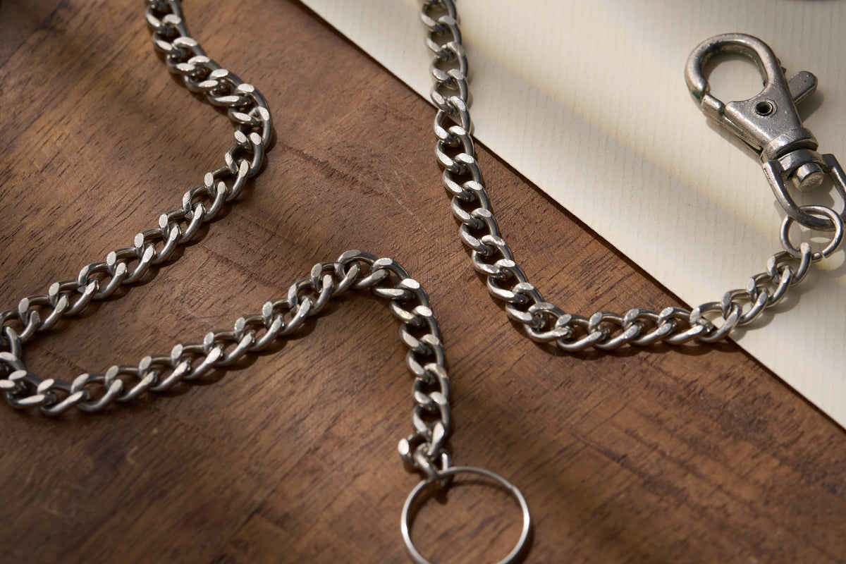 Single Albert Curb Link Chain, Dog Clip and Split Ring, c.1920