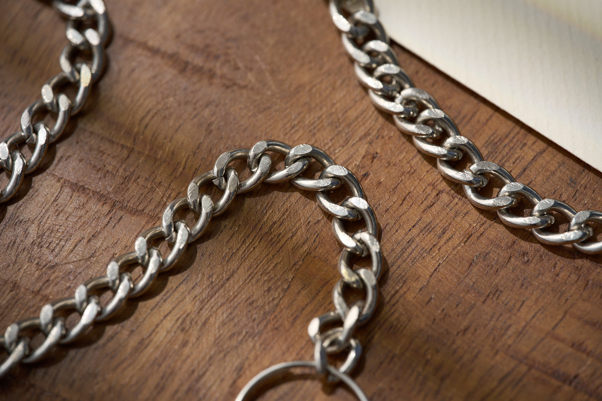 Single Albert Curb Link Chain, Dog Clip and Split Ring, c.1920