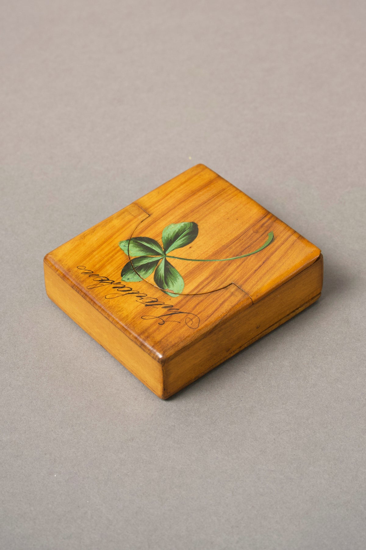 Sliding-Lid Watch Case, Painted Four-Leaf Clover, c.1880