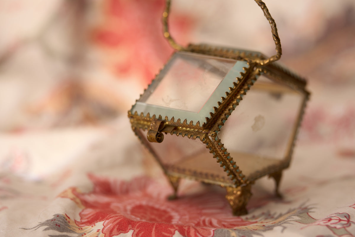French Bevelled-Glass Jewel Casket, Swing Handle, c.1890