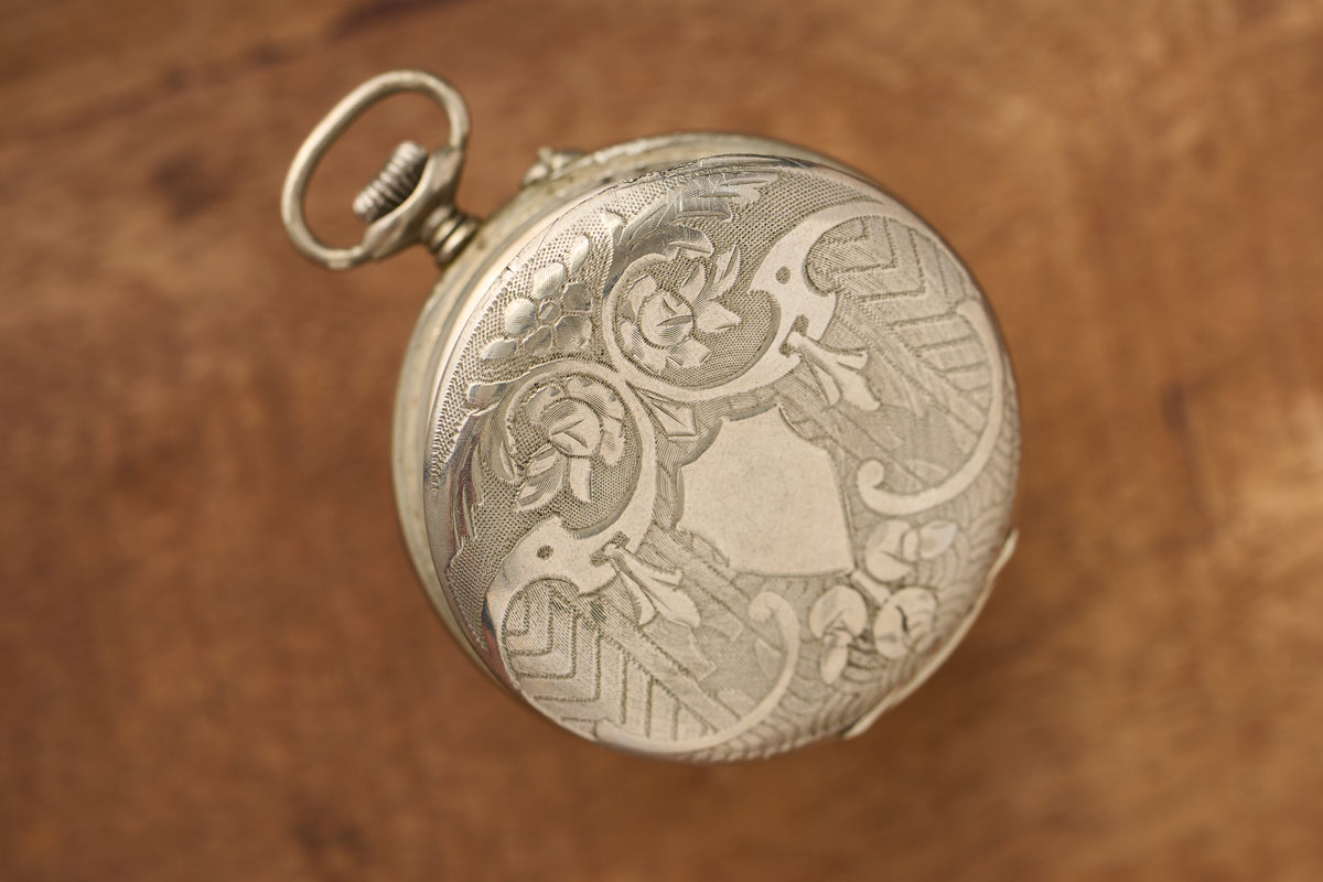 Bohain Silver Watch with a Full 24-Hour Inner Track, c.1900