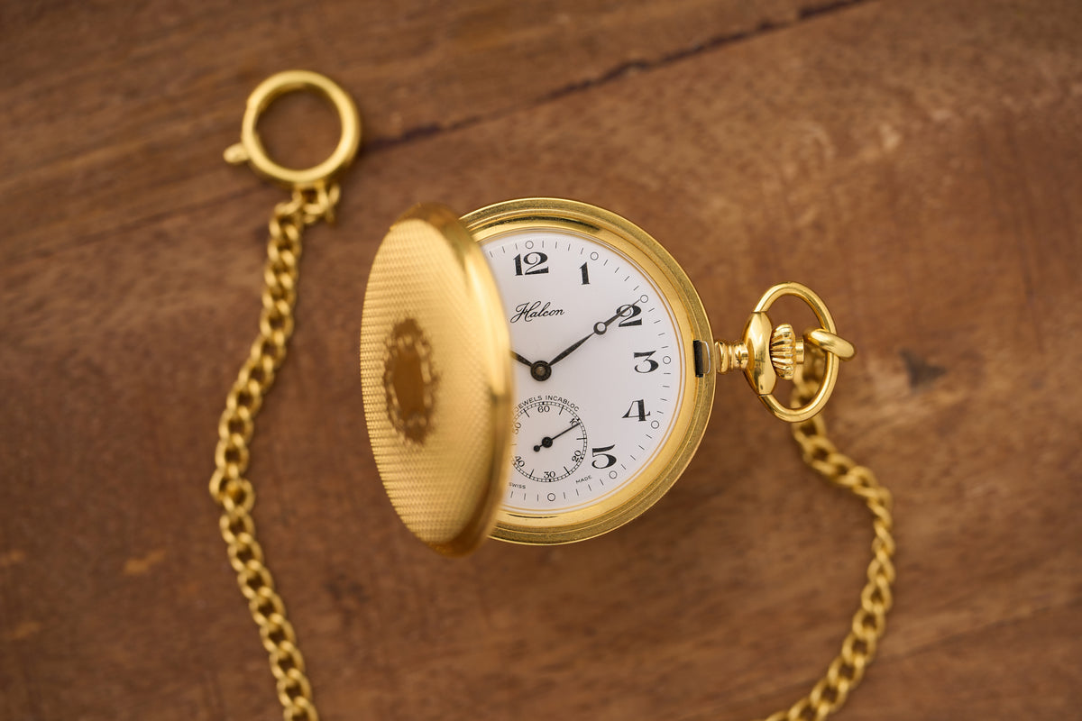 Gold-Plated Full Hunter with its Original Albert Chain, c.1965