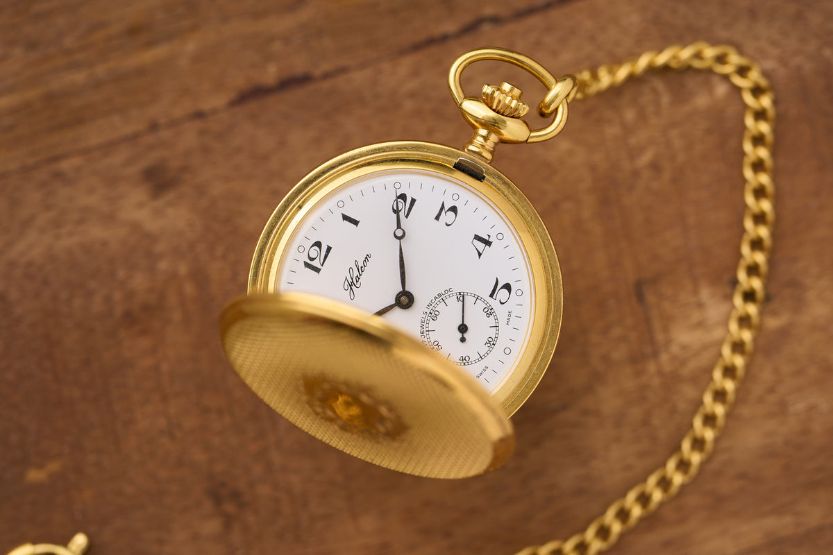 Gold-Plated Full Hunter with its Original Albert Chain, c.1965