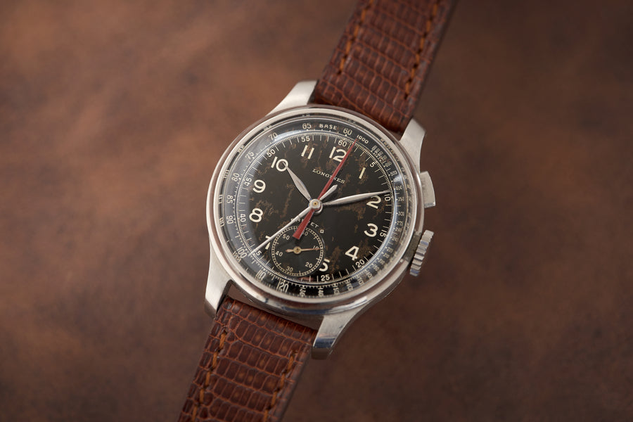 Single-Button Flyback Chronograph, Black Tachymeter Dial, c.1940s