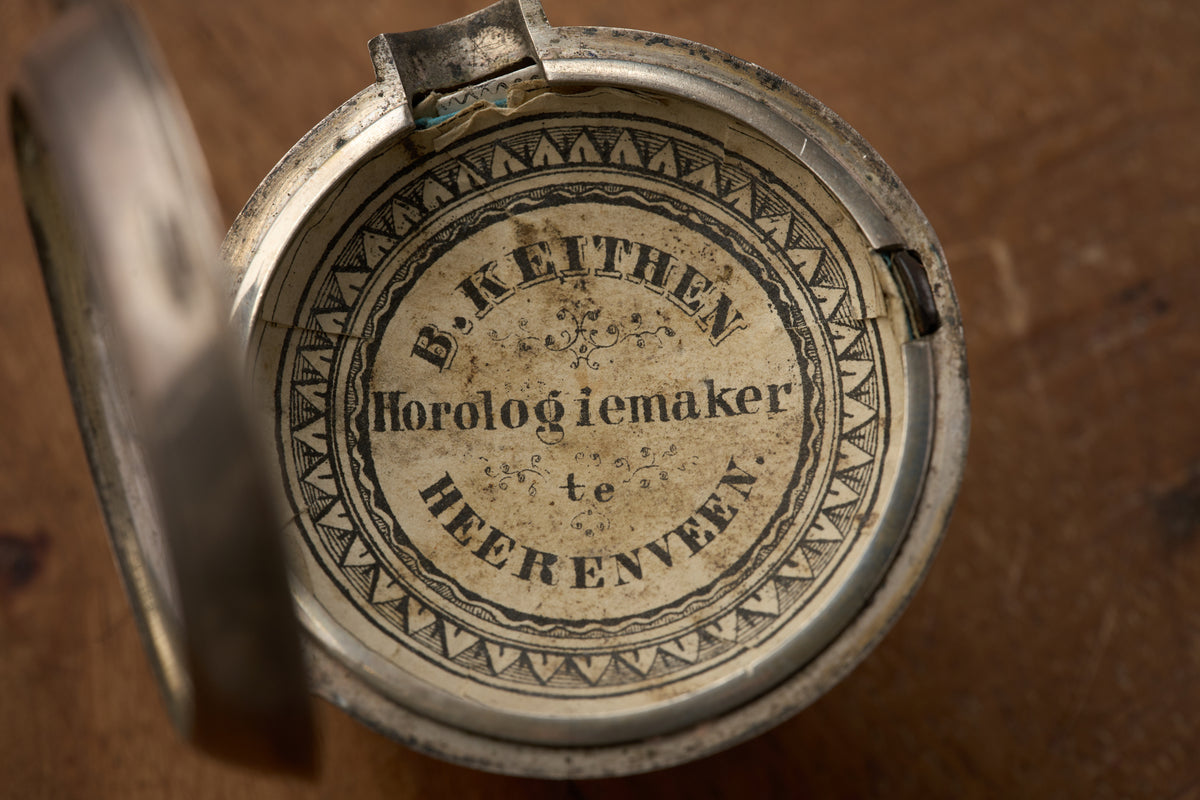 Silver Verge Fusee with its Heerenveen Retailer Label, c.1810