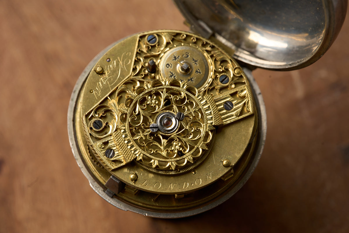 Silver Verge Fusee with its Heerenveen Retailer Label, c.1810