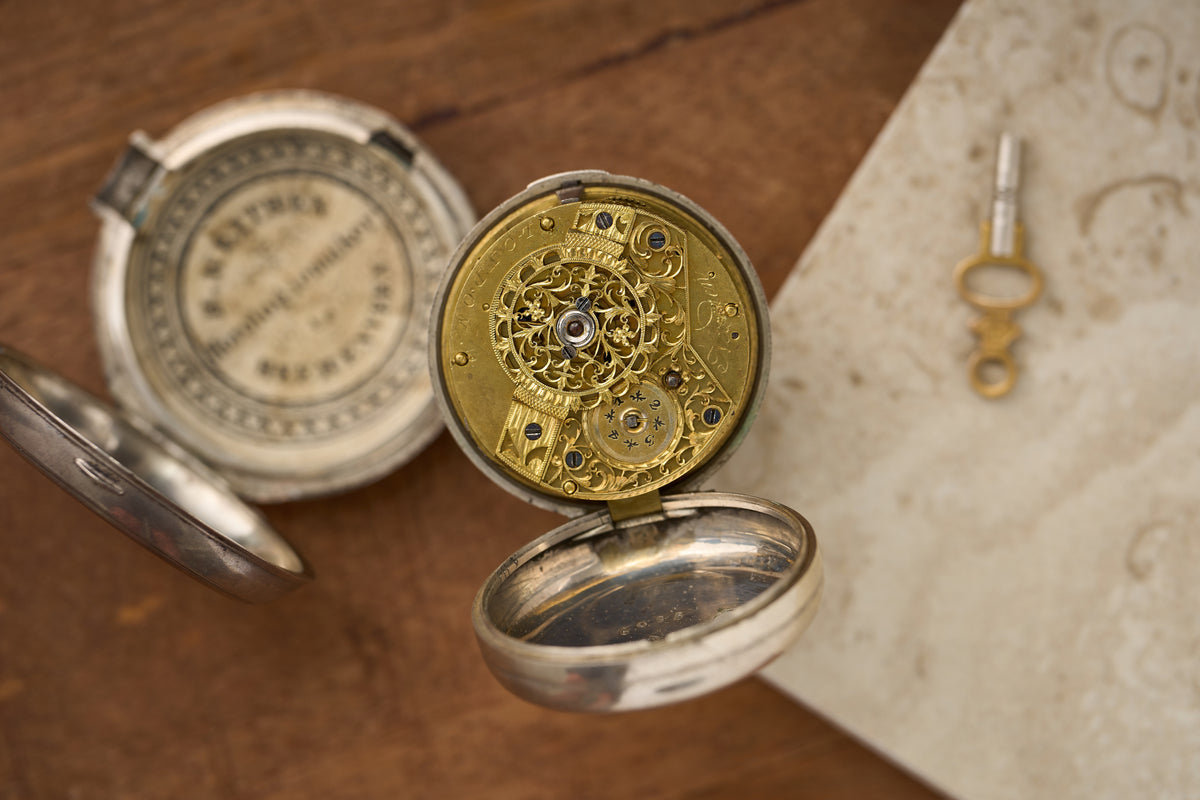 Silver Verge Fusee with its Heerenveen Retailer Label, c.1810