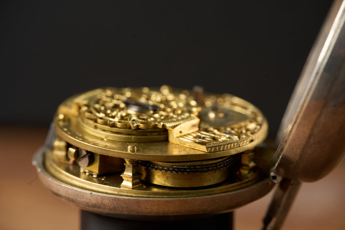 Silver Verge Fusee with its Heerenveen Retailer Label, c.1810
