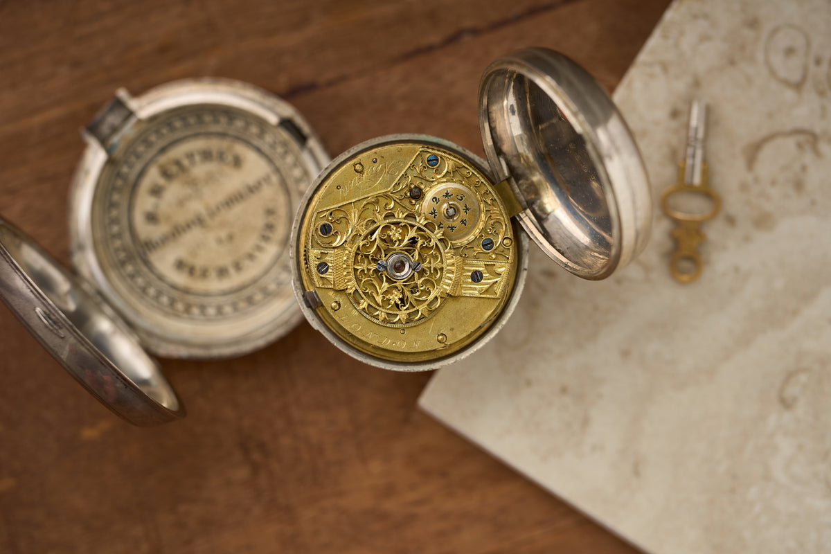 Silver Verge Fusee with its Heerenveen Retailer Label, c.1810