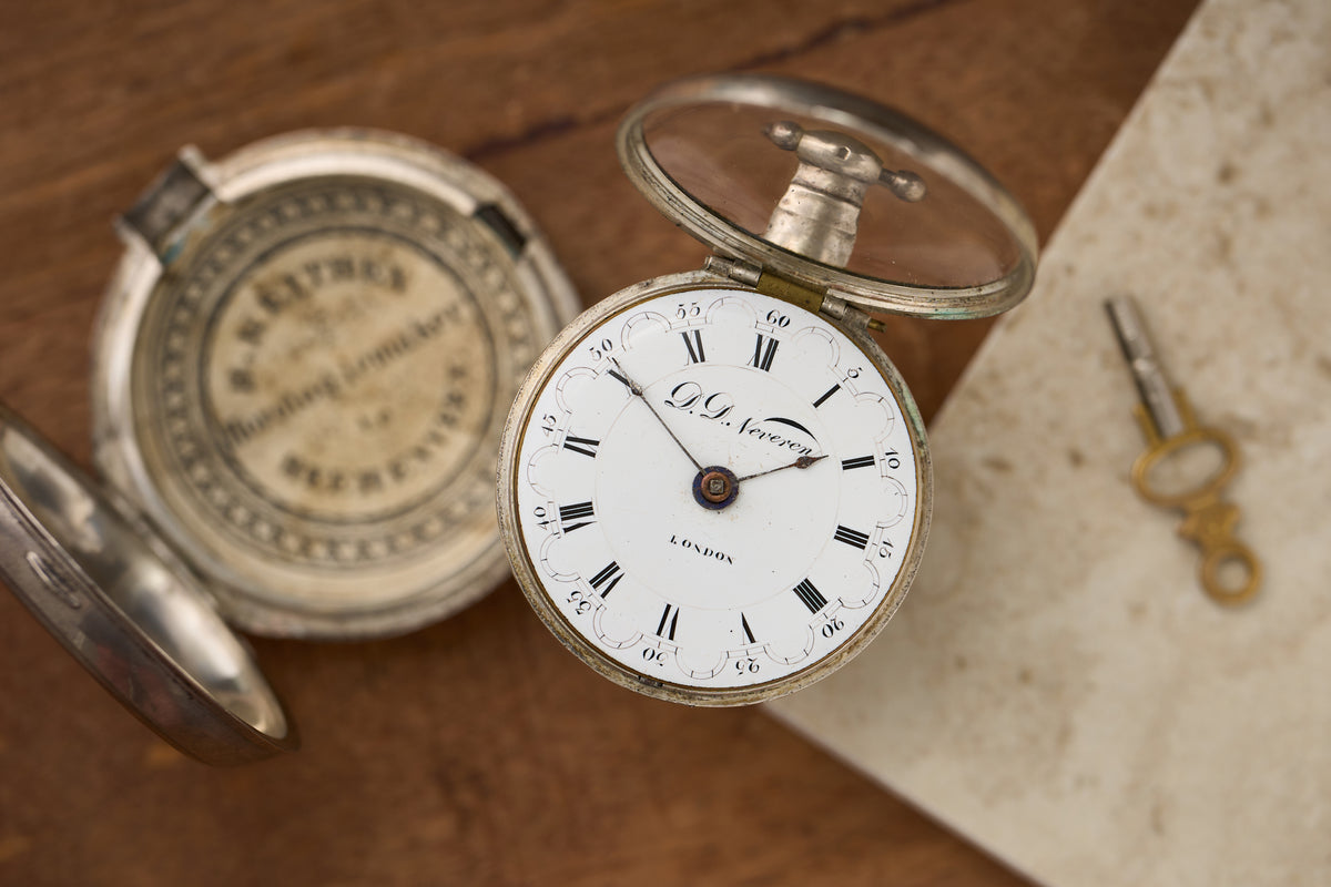 Silver Verge Fusee with its Heerenveen Retailer Label, c.1810