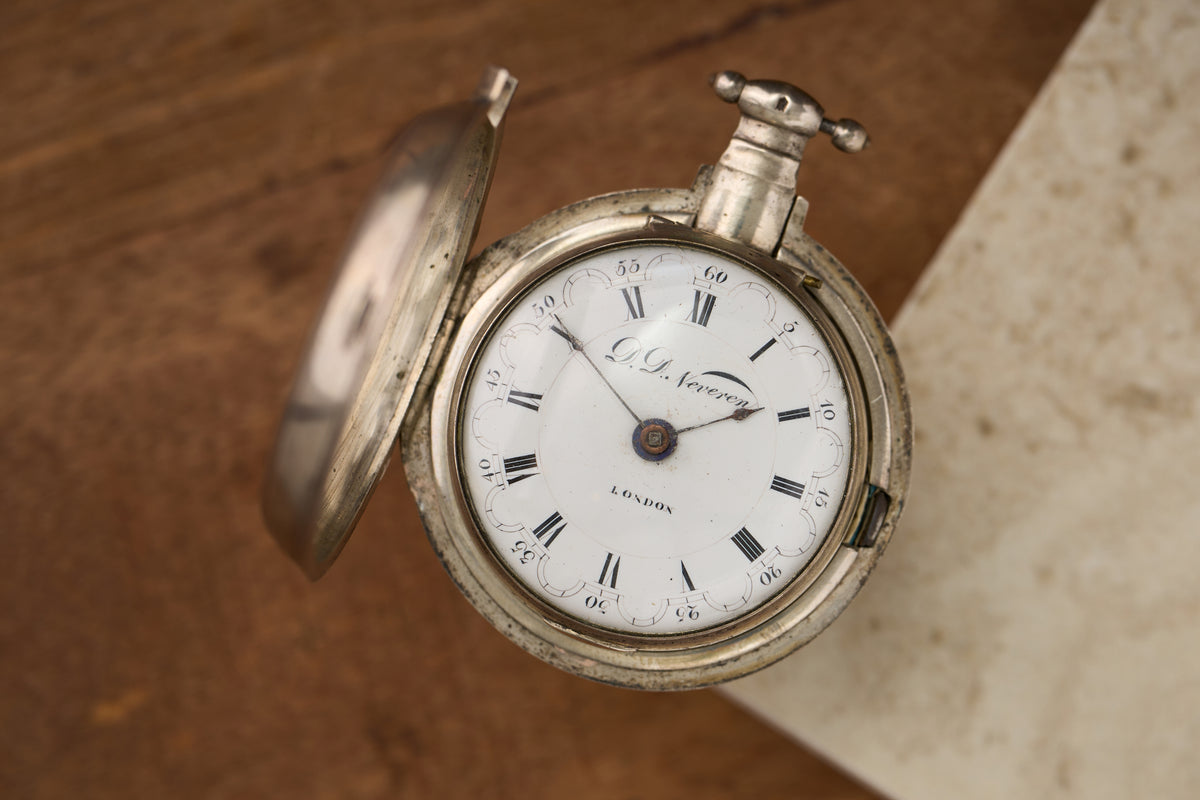 Silver Verge Fusee with its Heerenveen Retailer Label, c.1810