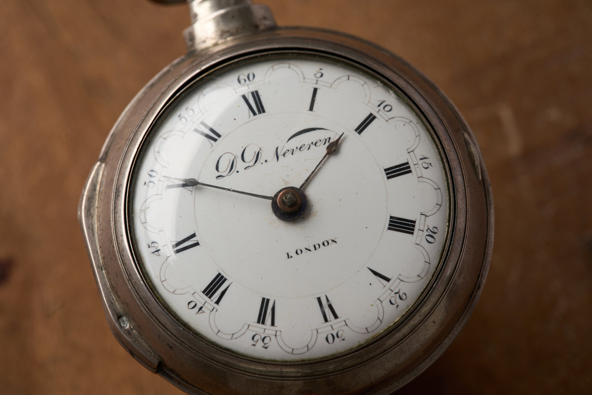 Silver Verge Fusee with its Heerenveen Retailer Label, c.1810