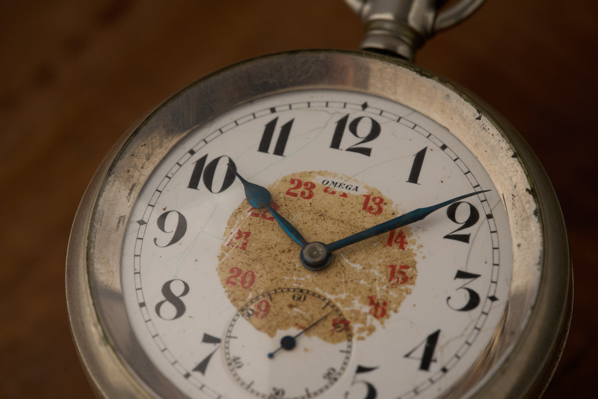 Oversized Open Face, Enamel Dial with Red 13-24 Ring, c.1909