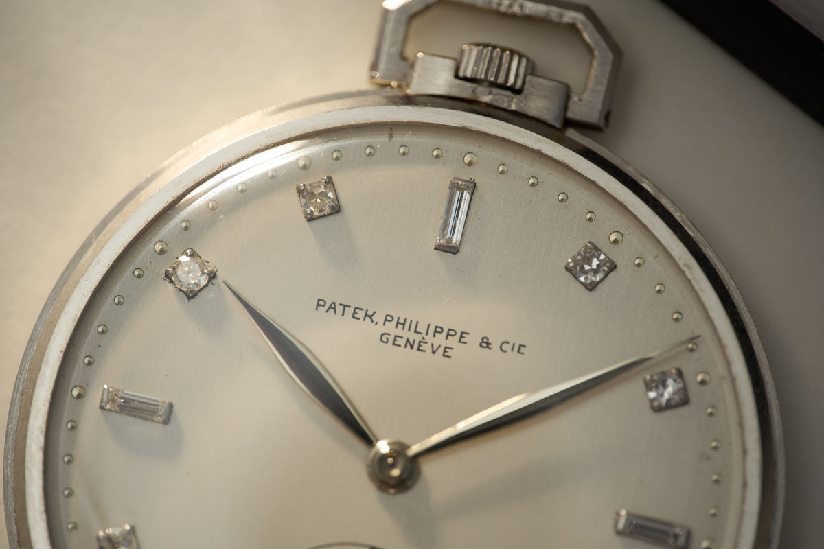 Patek Philippe Platinum Pocket Watch, Diamond Dial, c.1937, detail view 10