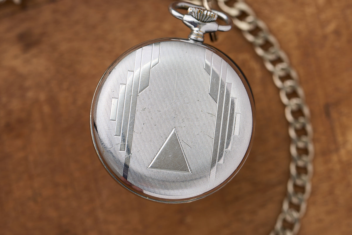 Chrome Open-Face, Railway Dial, with its Chain, c.1960s