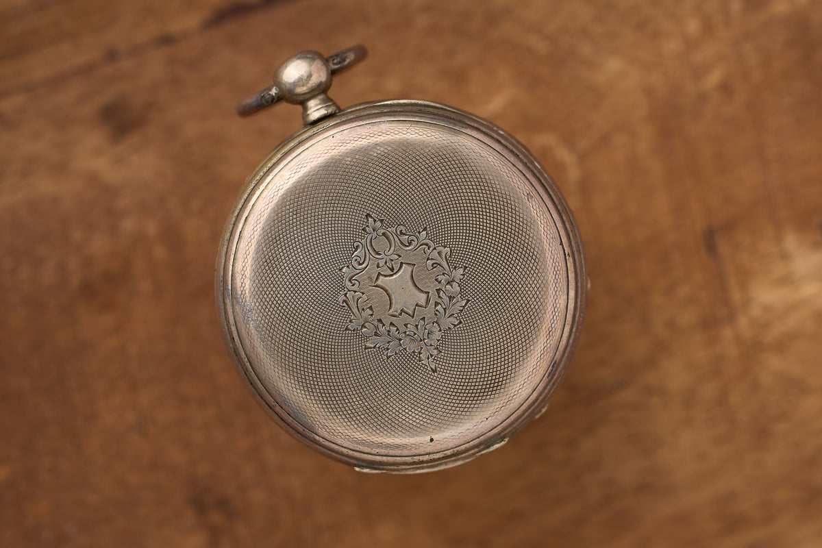 Silver Watch with a Hand-Guilloché Case, Cylinder, c.1880