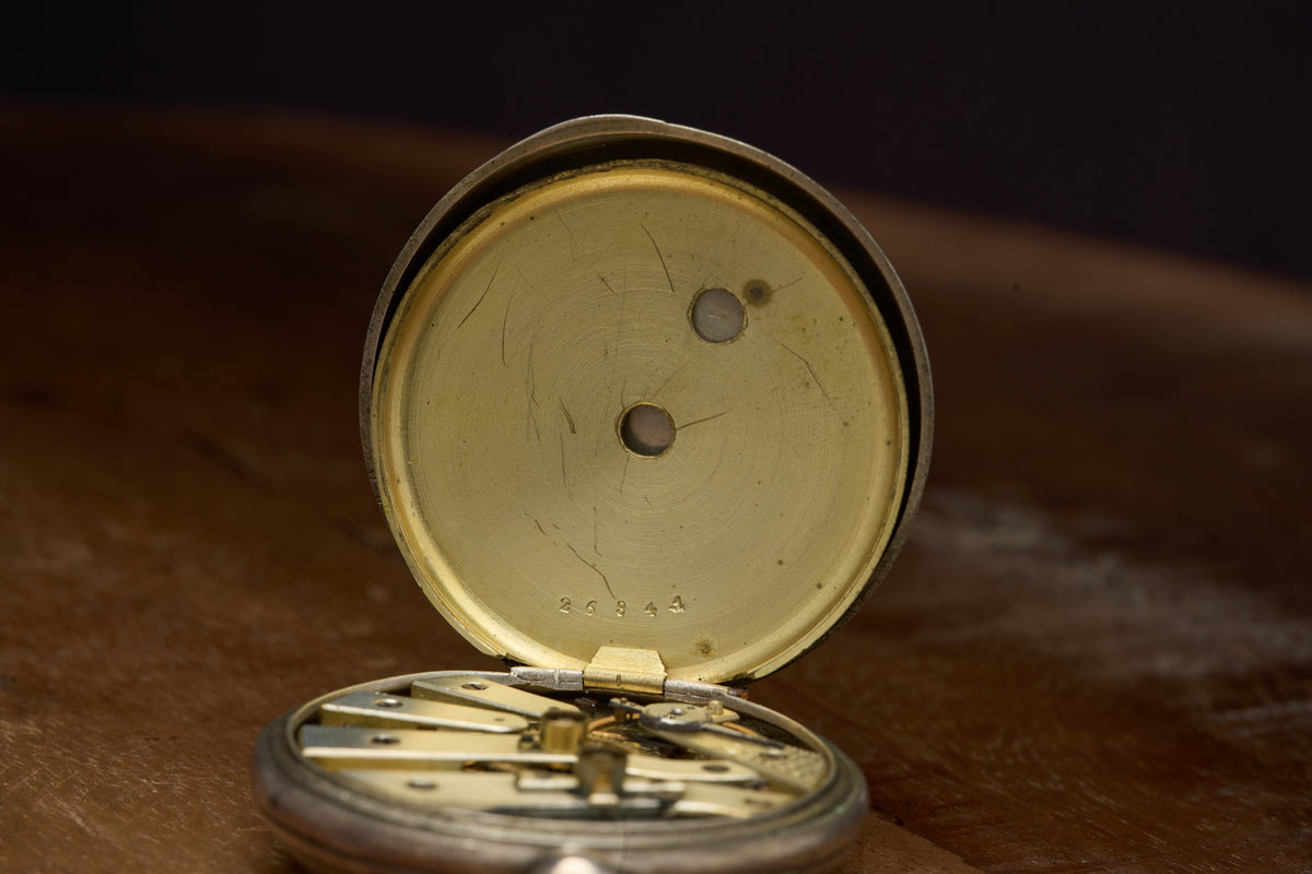 Silver Watch with a Hand-Guilloché Case, Cylinder, c.1880