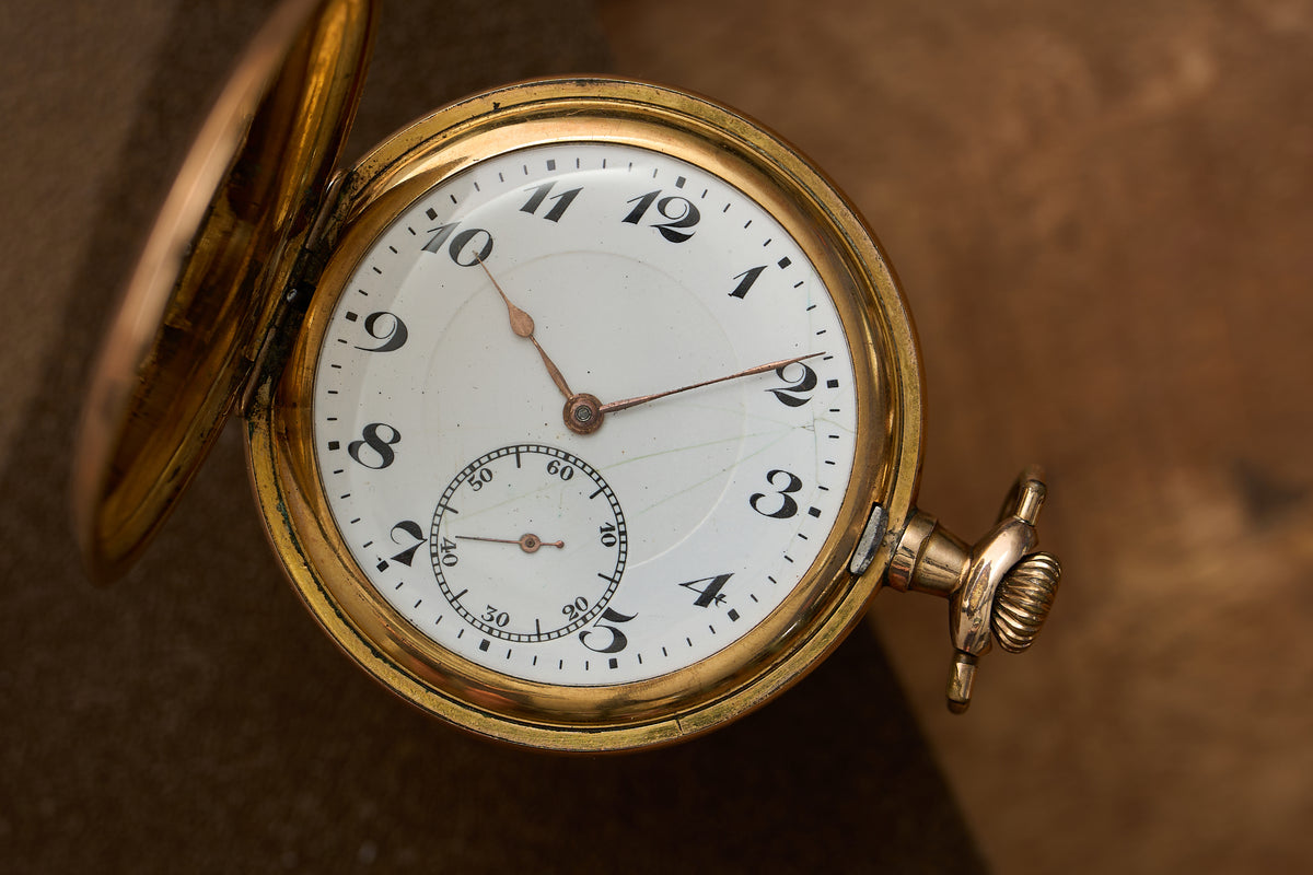 Gold-Filled Full Hunter, White Enamel Dial, c.1900