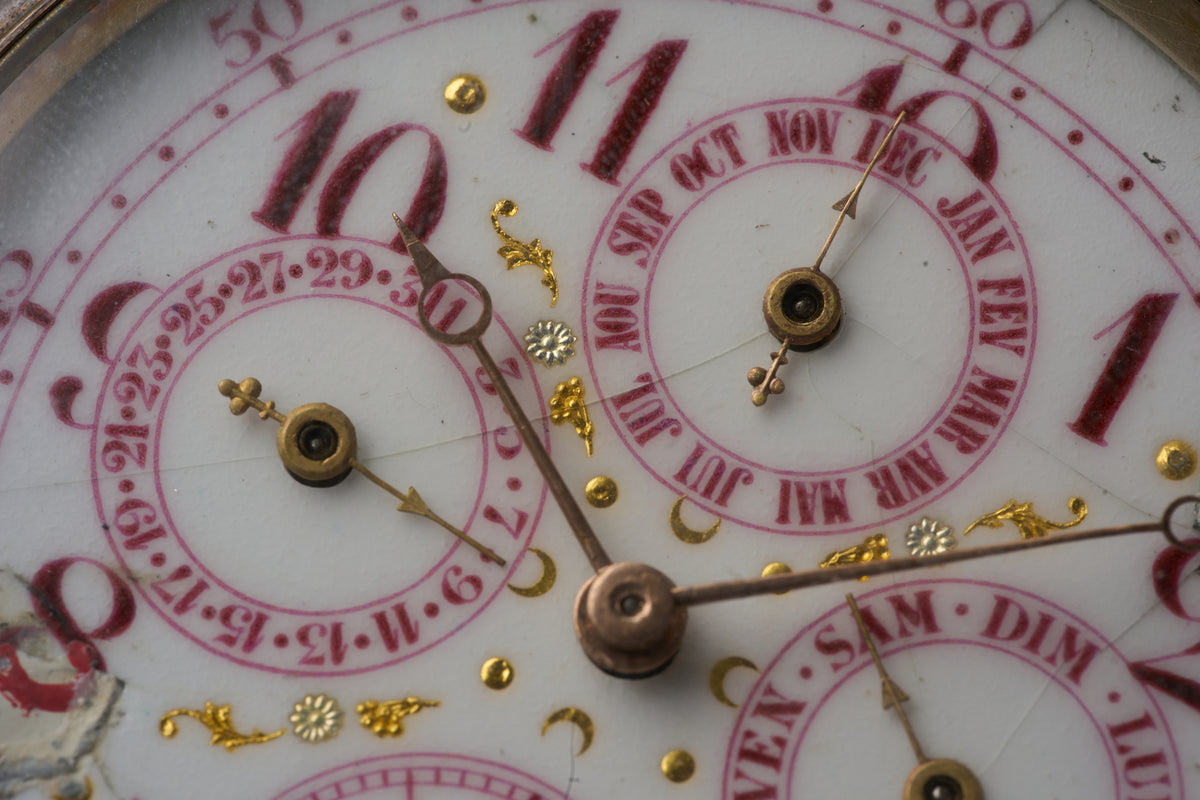 Goliath Triple Calendar and Moonphase, Crimson Dial, c.1890
