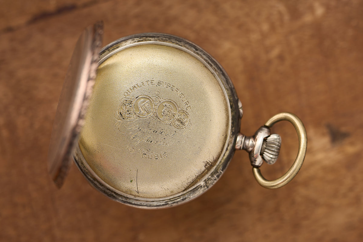 Ladies' Watch in Engraved 800 Silver, Cylinder, c.1900