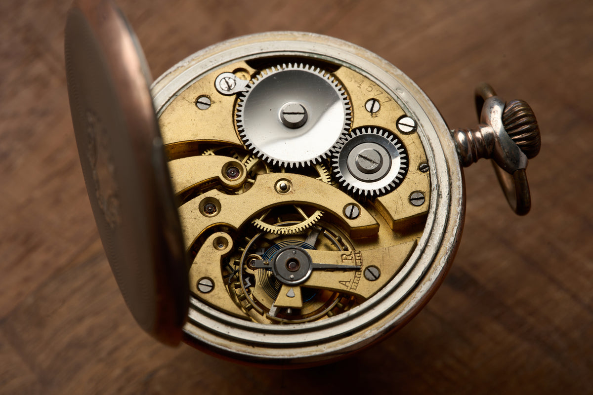 Silver Watch, Engine-Turned Guilloché Caseback, c.1910