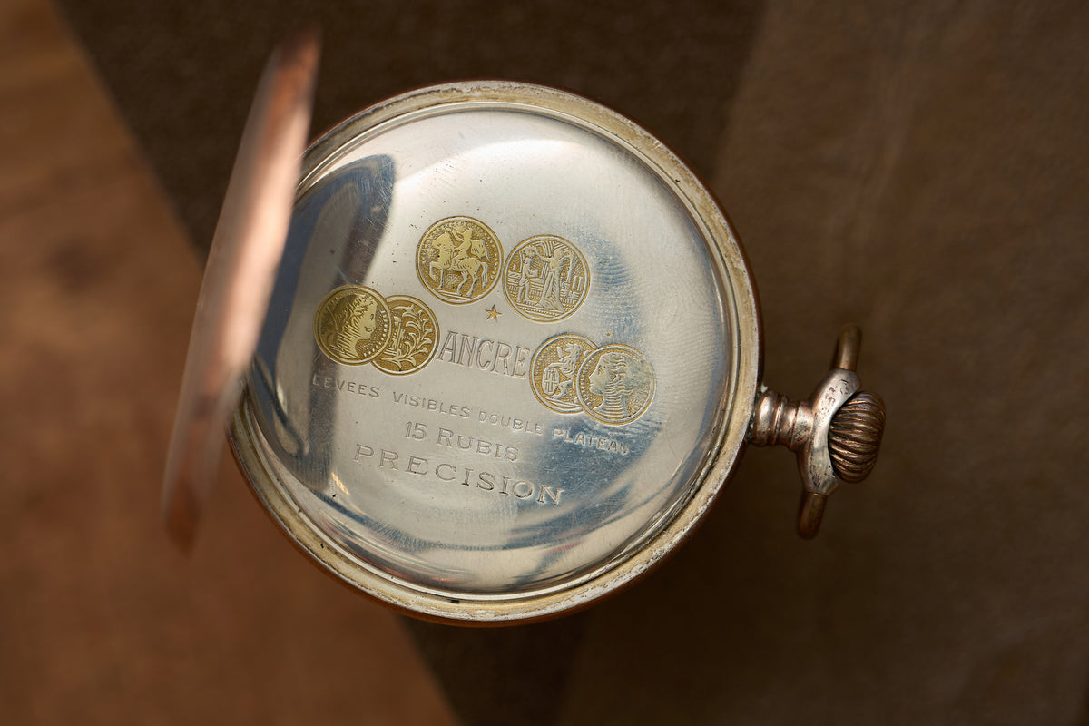 Silver Watch, Engine-Turned Guilloché Caseback, c.1910