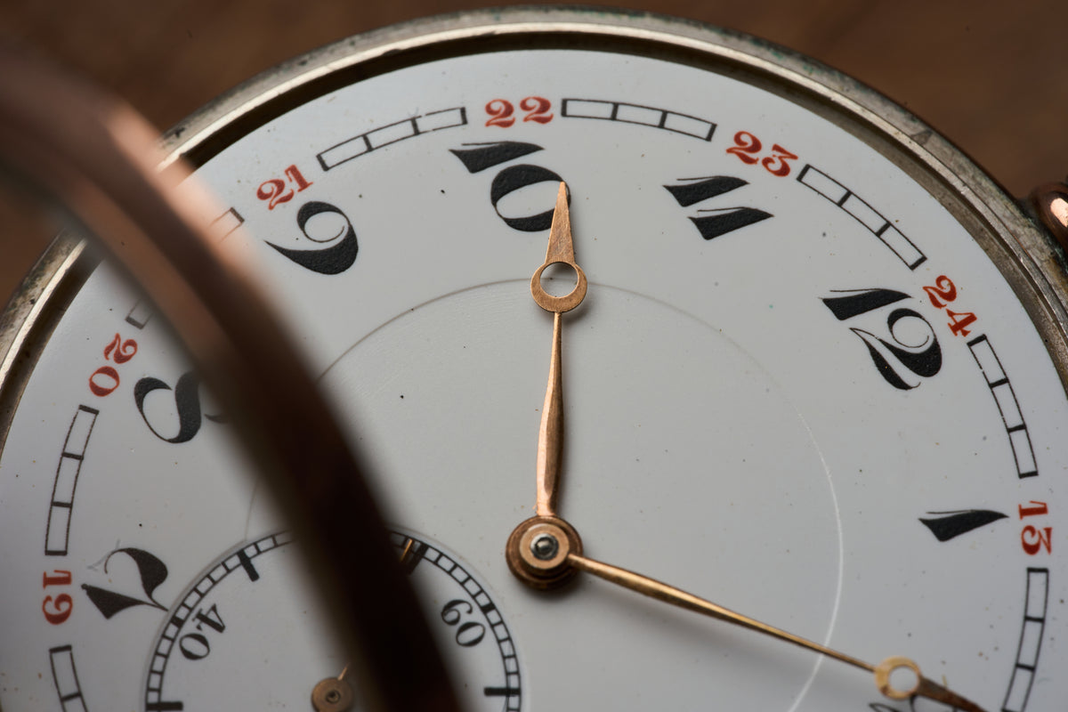 'Chronometro' in Silver and Rose Gold, 24-Hour Dial, c.1945