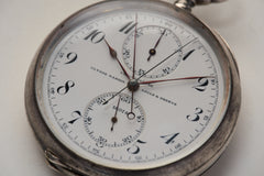 Ulysse Nardin Silver Split-Seconds Chronograph Pocket Chronometer: 1937 Neuchatel Observatory, detail view 10